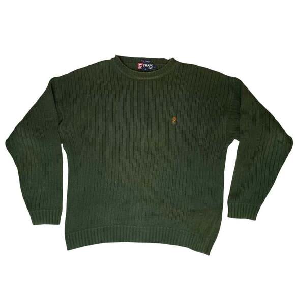 Chaps Ralph Lauren Other - Chaps Ralph Lauren Sweater Mens L Green Ribbed Crewneck Cotton